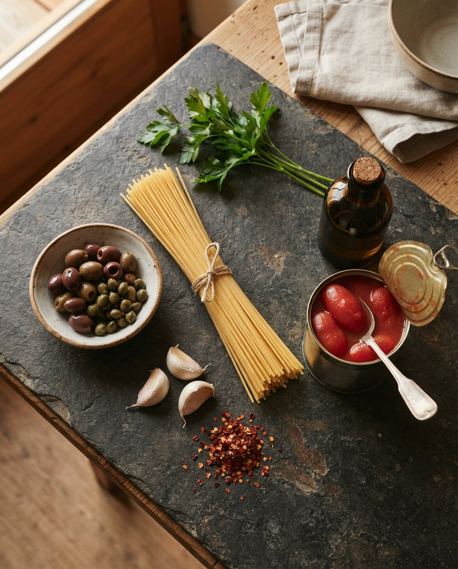 Spaghetti alla Puttanesca – feurig und flott – Zutaten