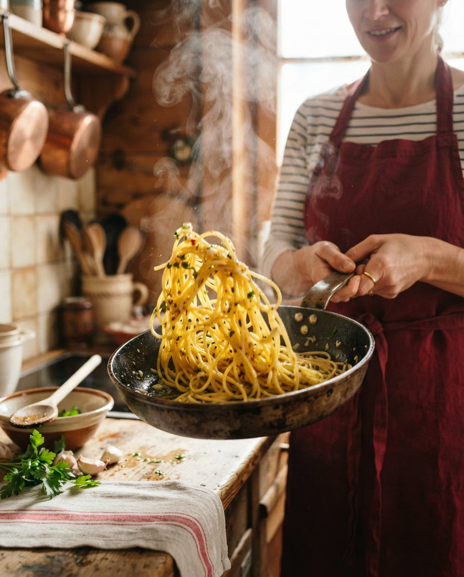 Spaghetti aglio e olio mit Knusperbröseln – Zubereitung