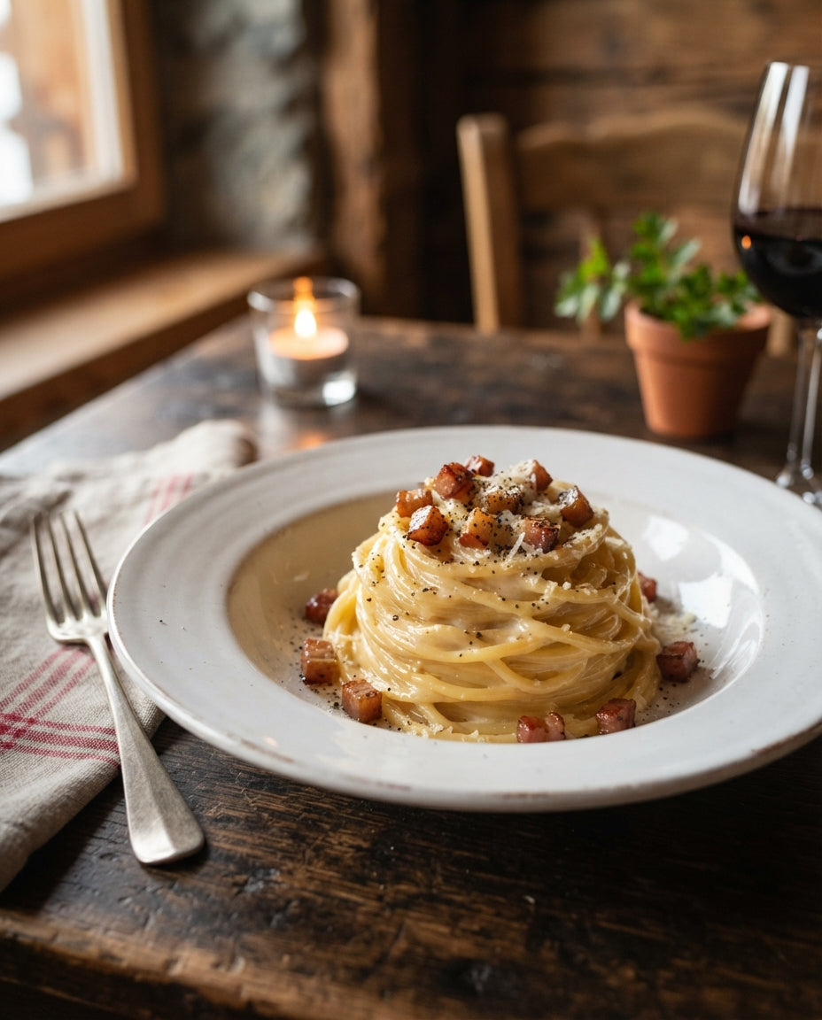 Rezept: Spaghetti Carbonara mit Schweizer Bergkäse-Twist