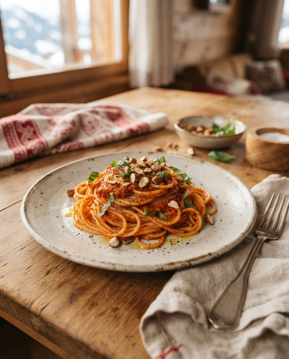 Rezept: Spaghettini mit geröstetem Peperoni-Pesto