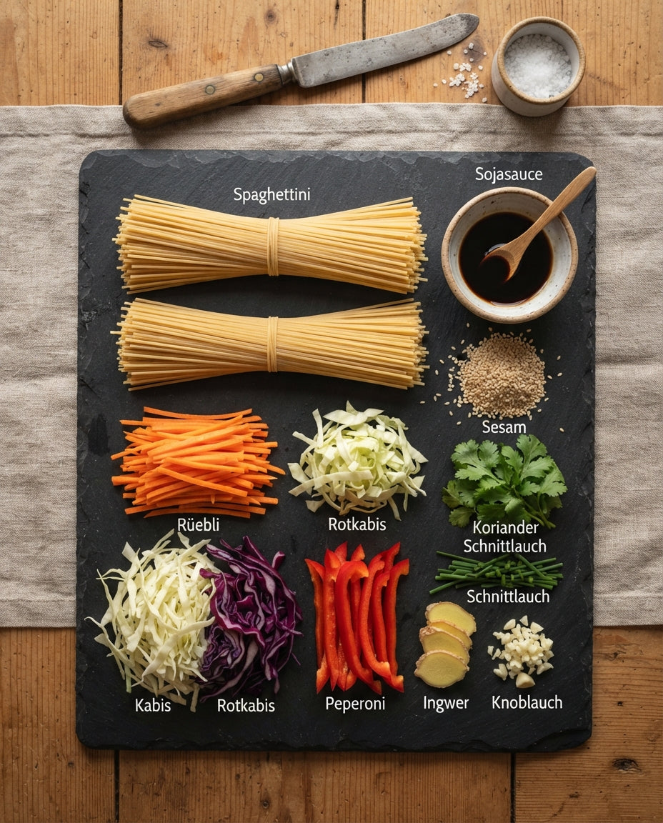 Gemüse-Chow-Mein mit Spaghettini – Zutaten