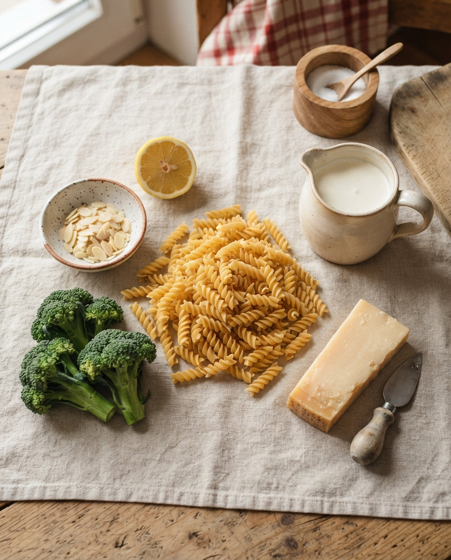 Bio-Spiralen mit Broccoli-Mandel-Rahm – Zutaten