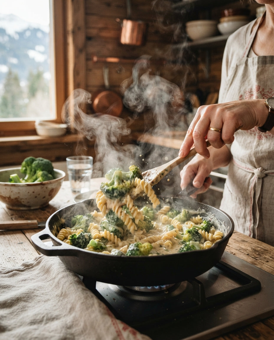 Bio-Spiralen mit Broccoli-Mandel-Rahm – Zubereitung