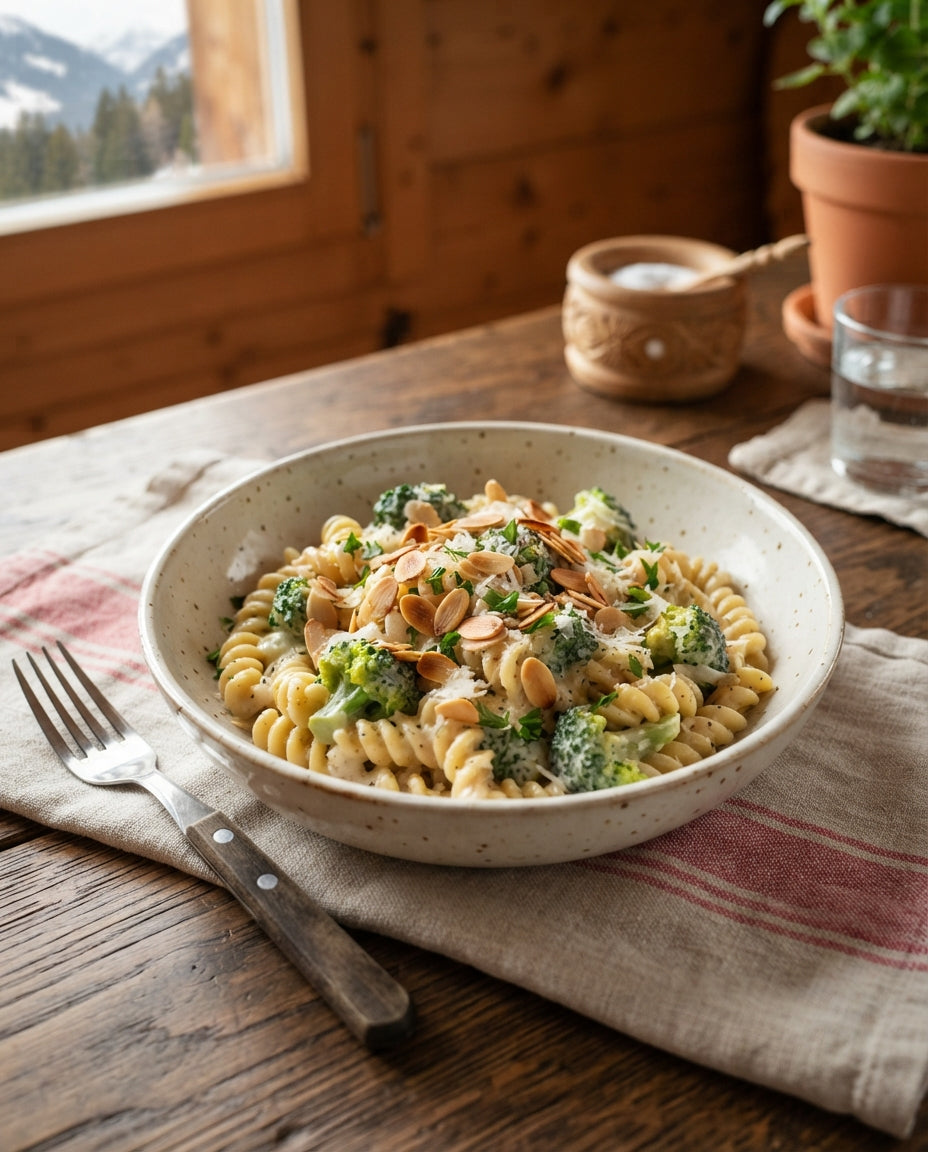 Rezept: Bio-Spiralen mit Broccoli-Mandel-Rahm