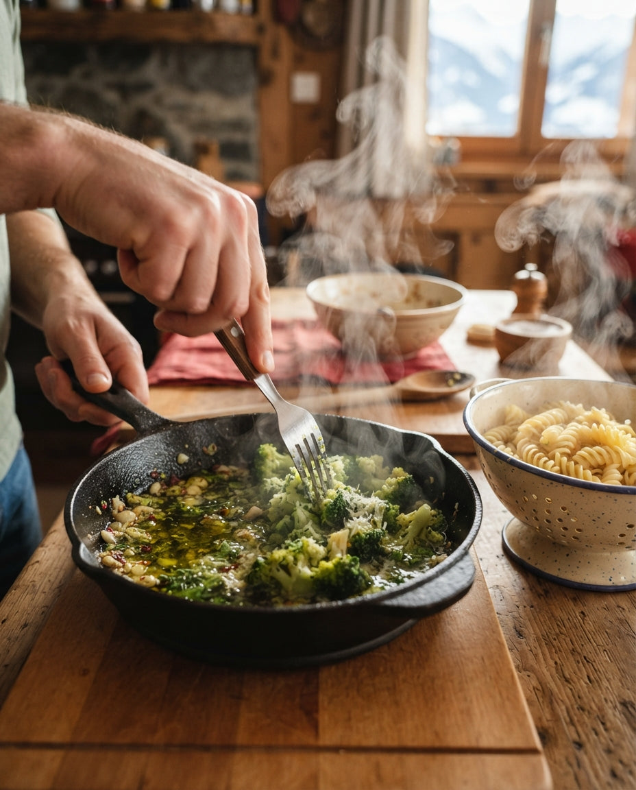 Spiralen mit Broccoli, Zitrone und Mandelknusper – Zubereitung