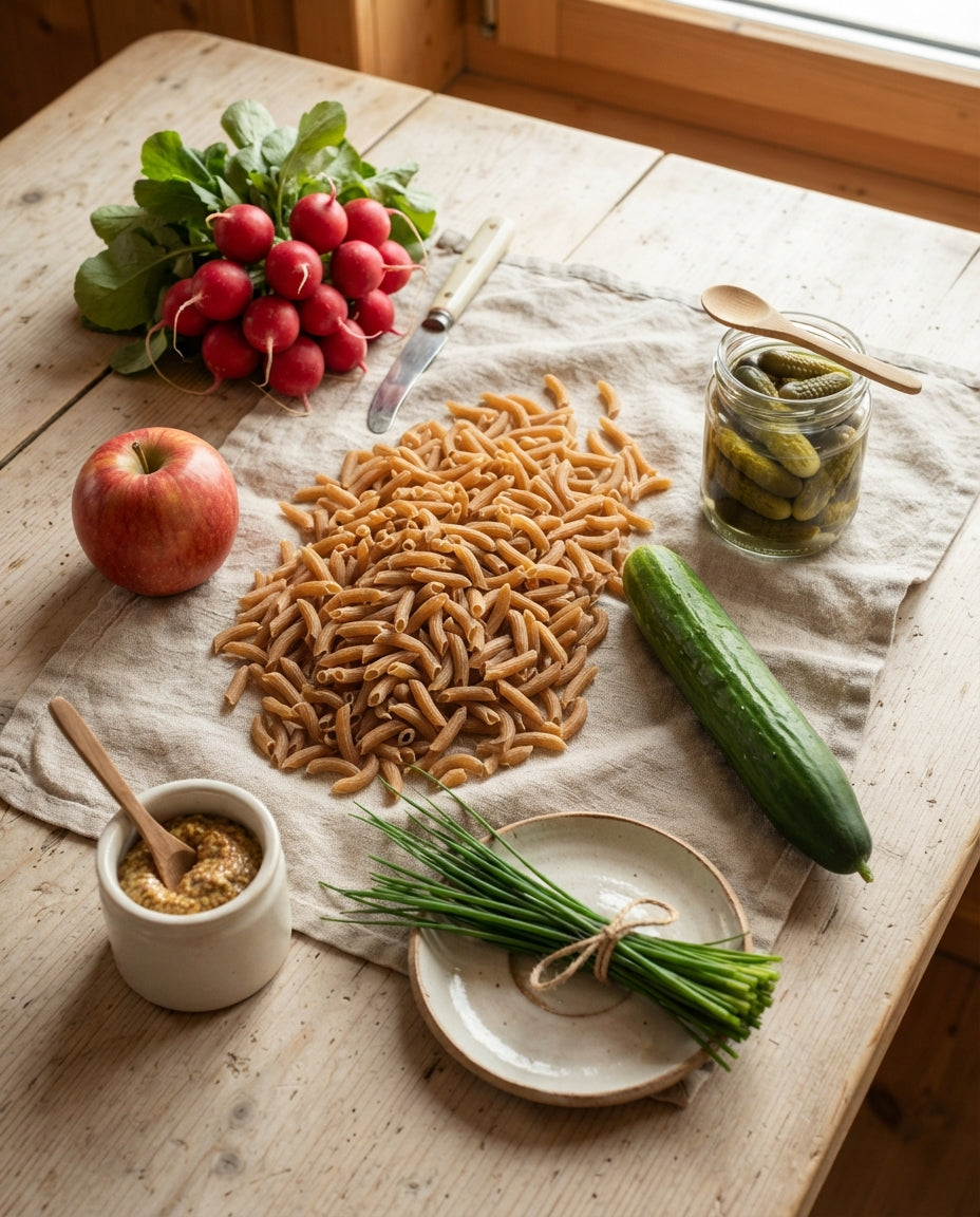 Feiner Hörnli-Salat, vegan gedacht – Zutaten