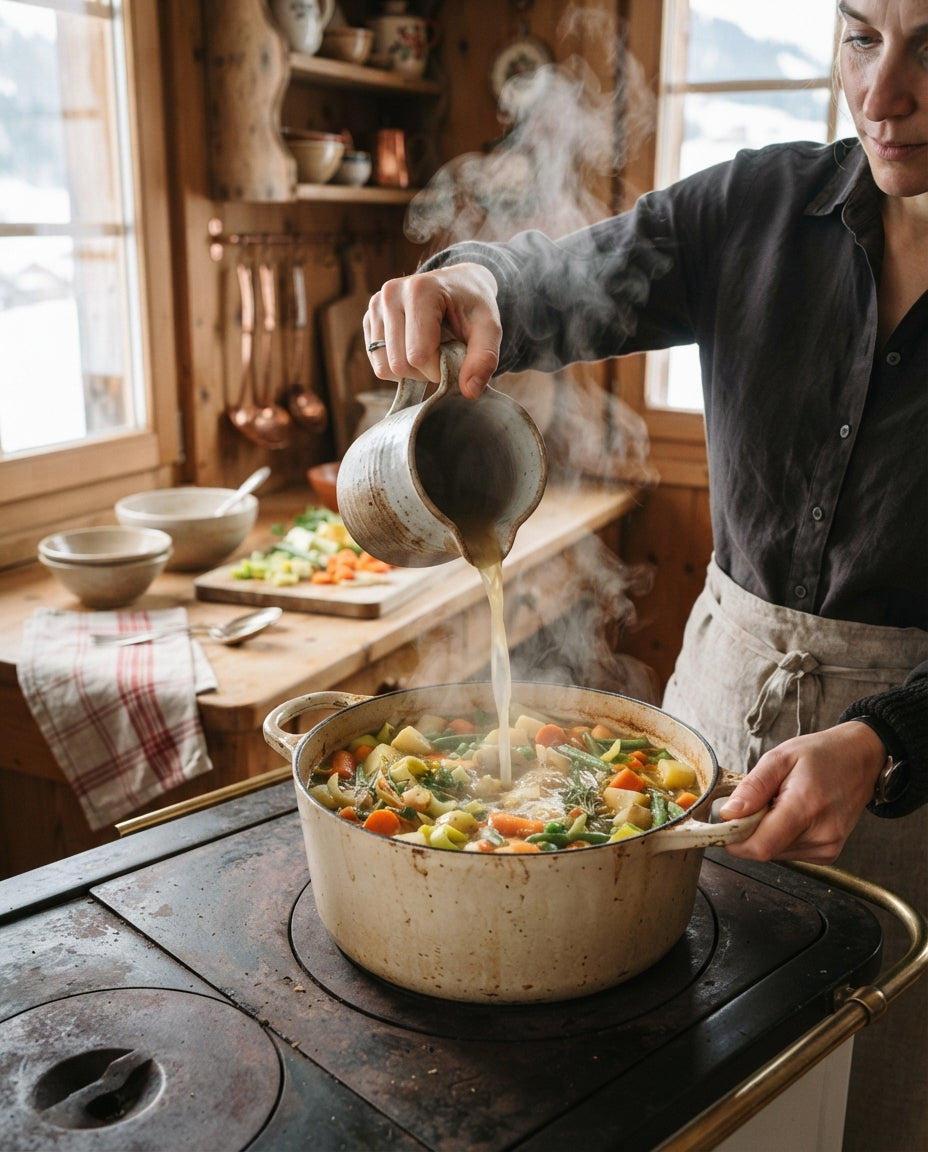 UrDinkel-Müscheli-Minestrone aus einem Topf – Zubereitung