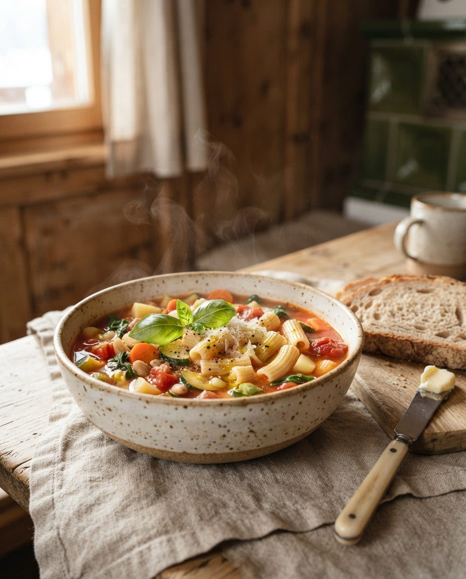 Rezept: UrDinkel-Müscheli-Minestrone aus einem Topf