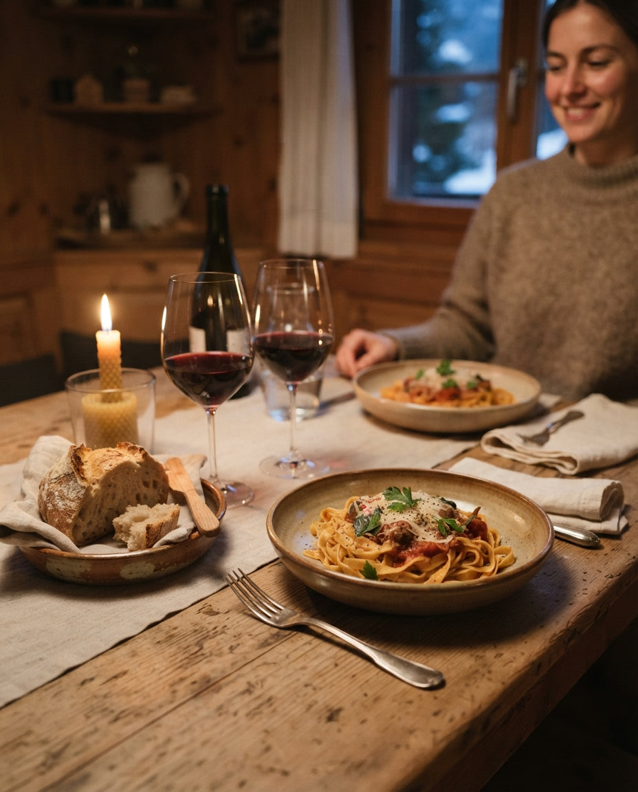Chili-Tagliatelle mit Knoblauch und Zitrone – gemeinsam am Tisch