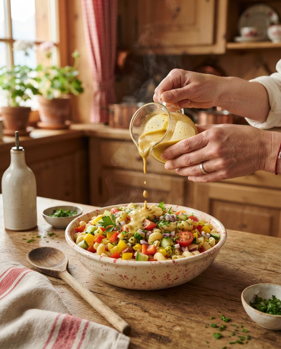 Knackiger Hörnli-Salat für Grill und Balkon – Zubereitung