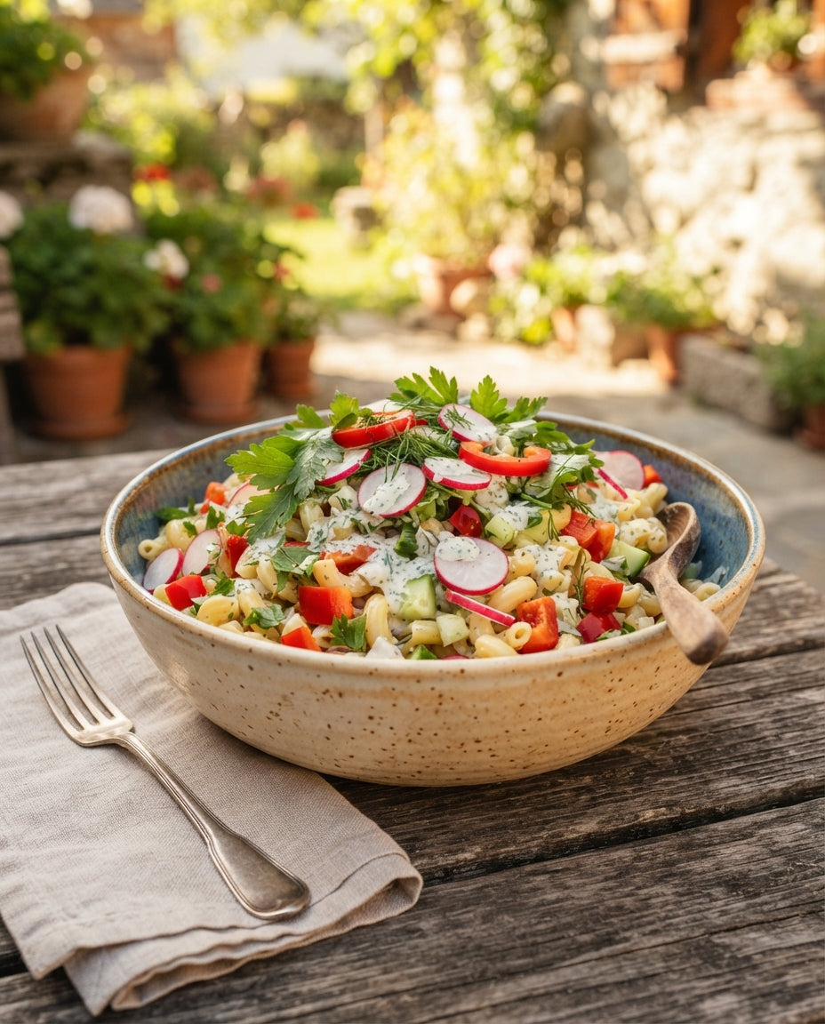 Rezept: Knackiger Hörnli-Salat für Grill und Balkon