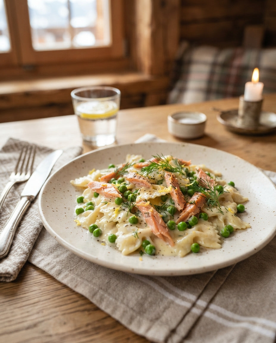 Rezept: Krawättli mit Zitronenrahm, Erbsli und Räucherlachs
