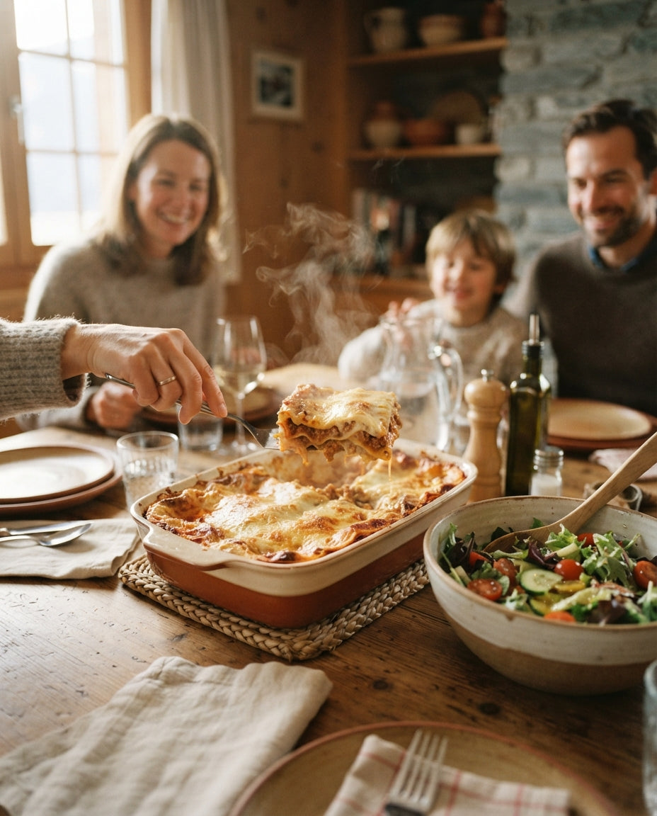 Familien-Lasagne mit flotter Bolognese – gemeinsam am Tisch