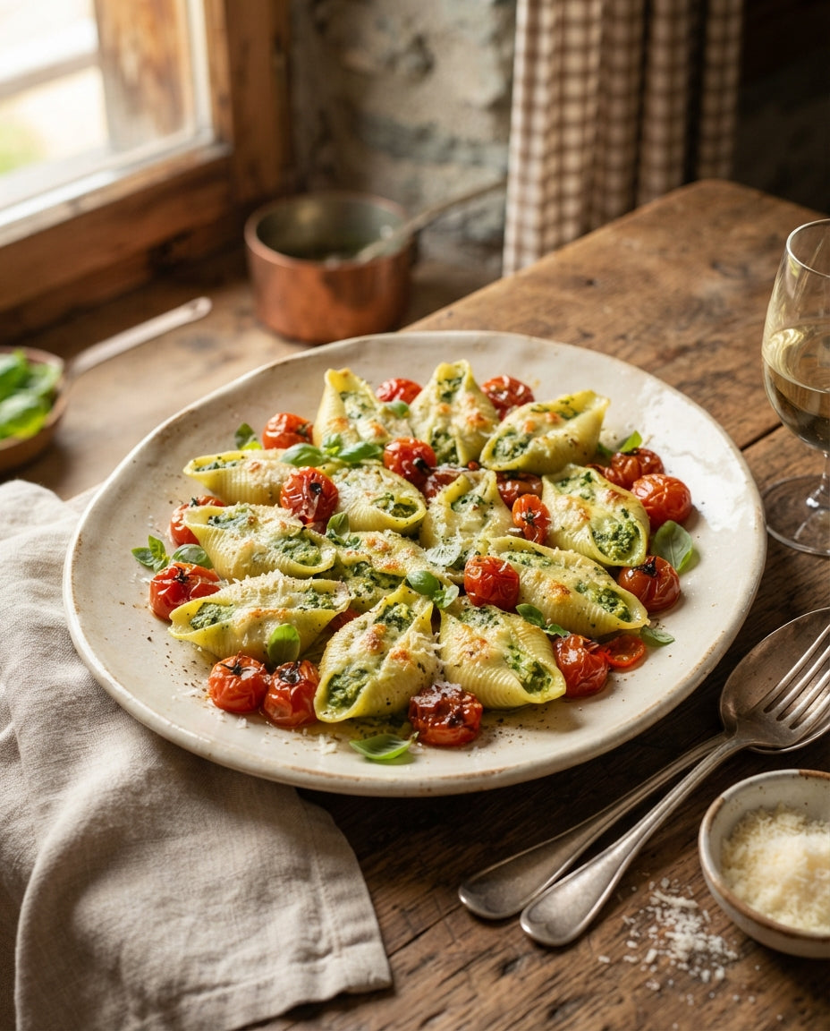Rezept: Lumaconi mit cremiger Spinat-Cashew-Sauce