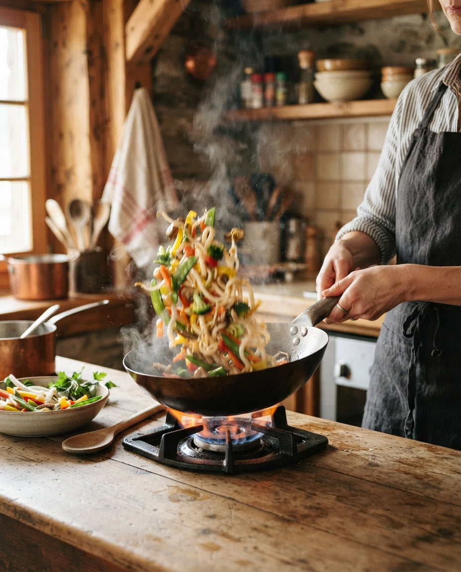Schnelle Pfannen-Nudeln mit Poulet und Gemüse – Zubereitung