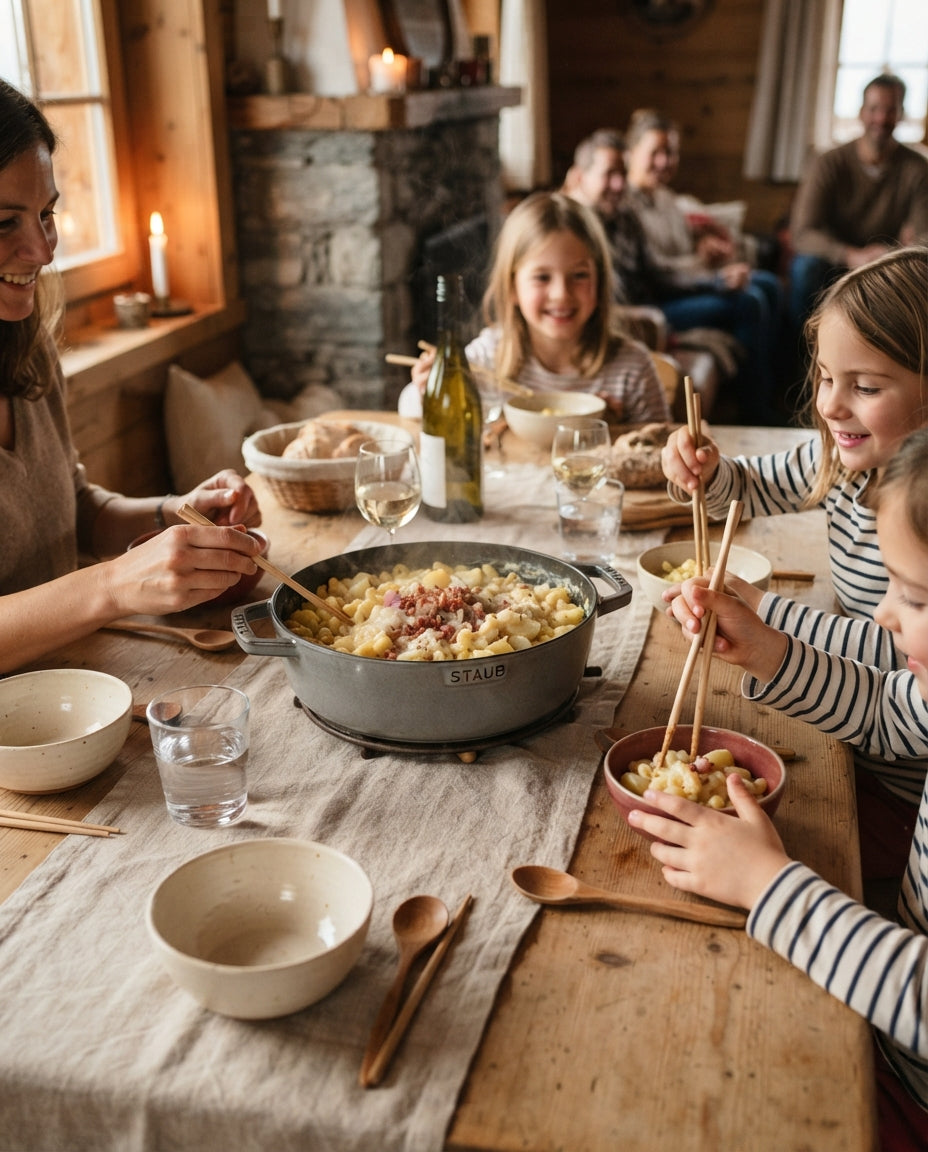 Schnelle Pfannen-Nudeln mit Poulet und Gemüse – gemeinsam am Tisch