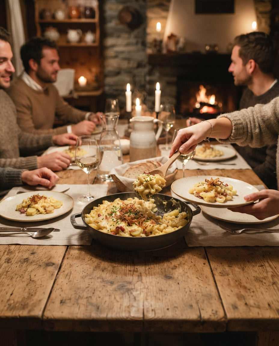 Pappardelle mit Pilz-Rosmarin-Rahm – gemeinsam am Tisch