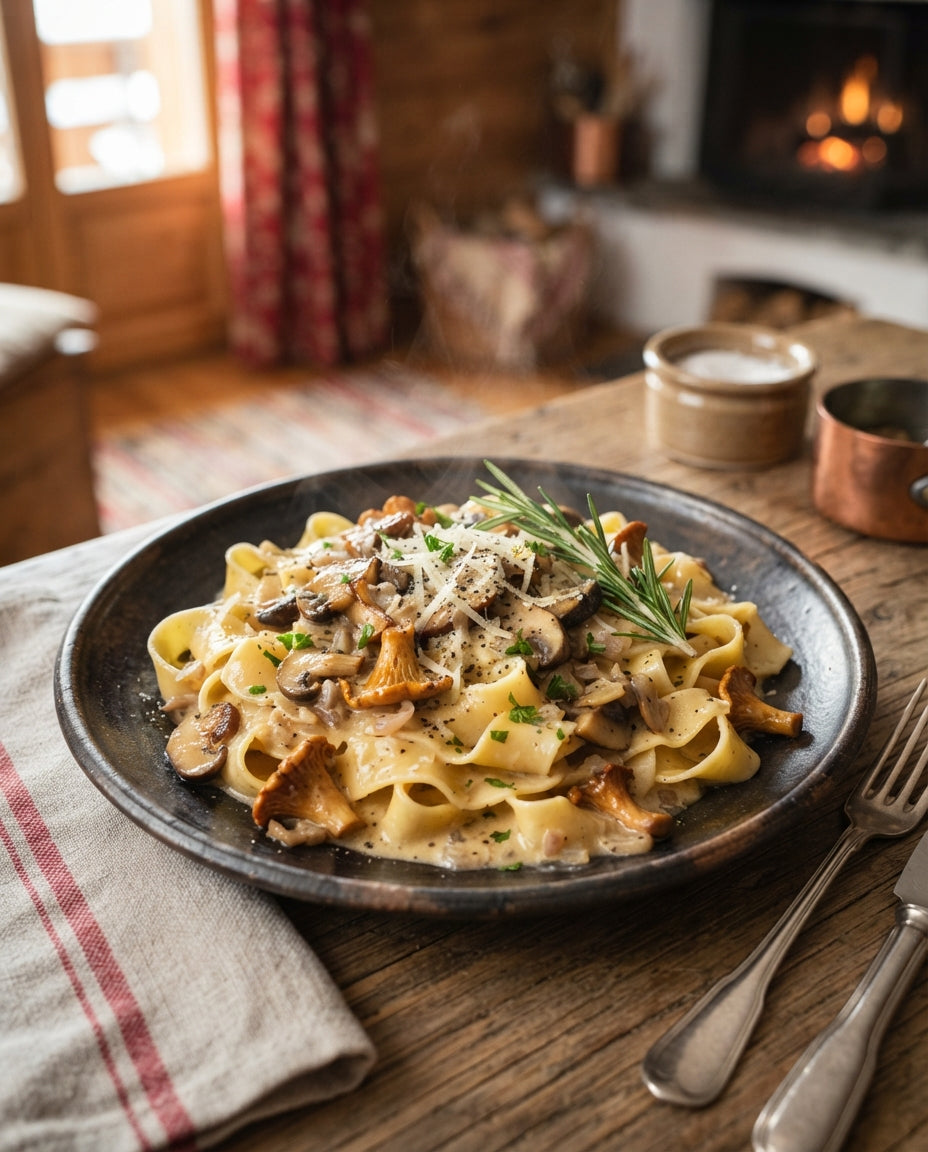 Rezept: Pappardelle mit Pilz-Rosmarin-Rahm