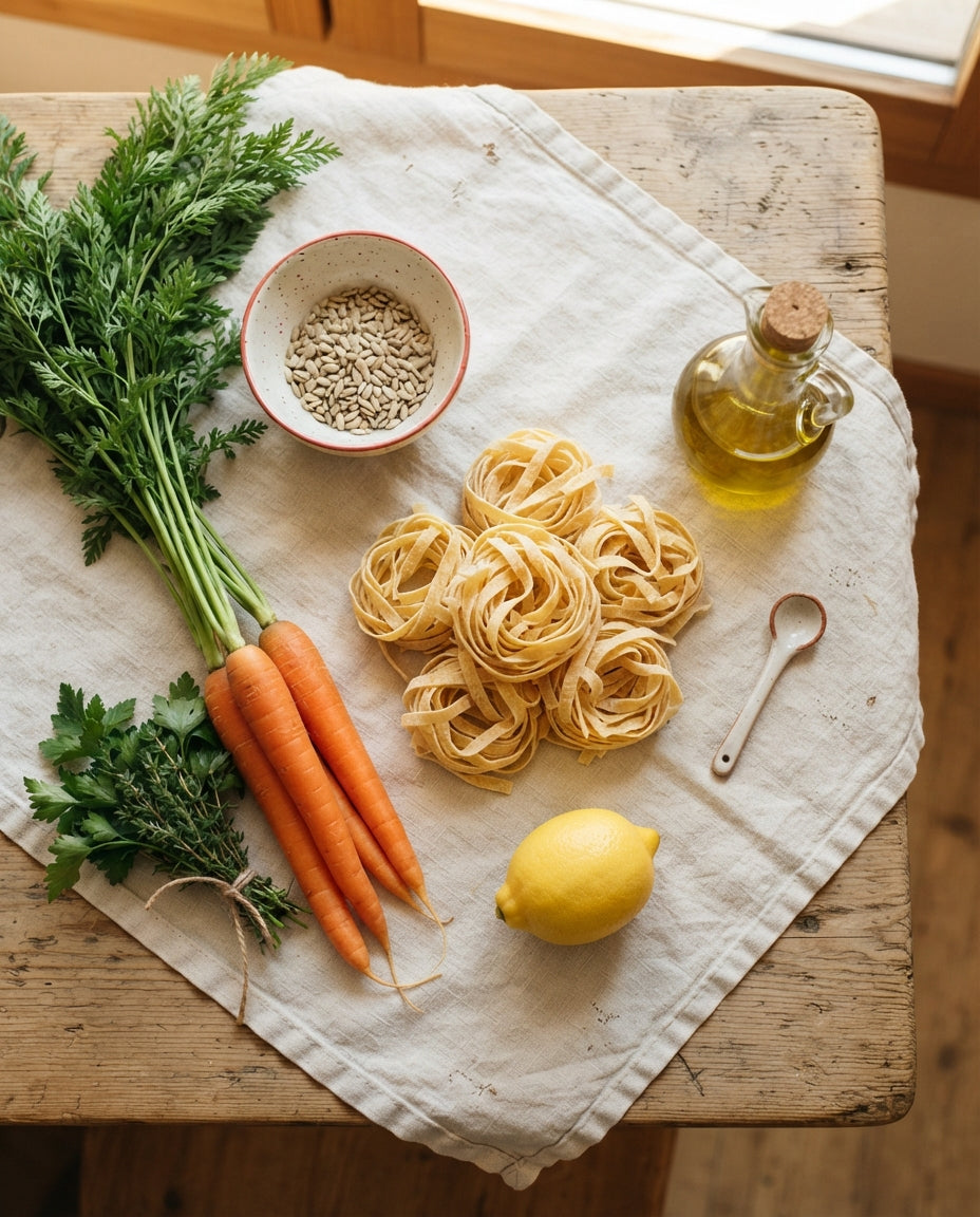 Rüebli-Kräuter-Pesto mit kaltgepresstem Rapsöl – Zutaten