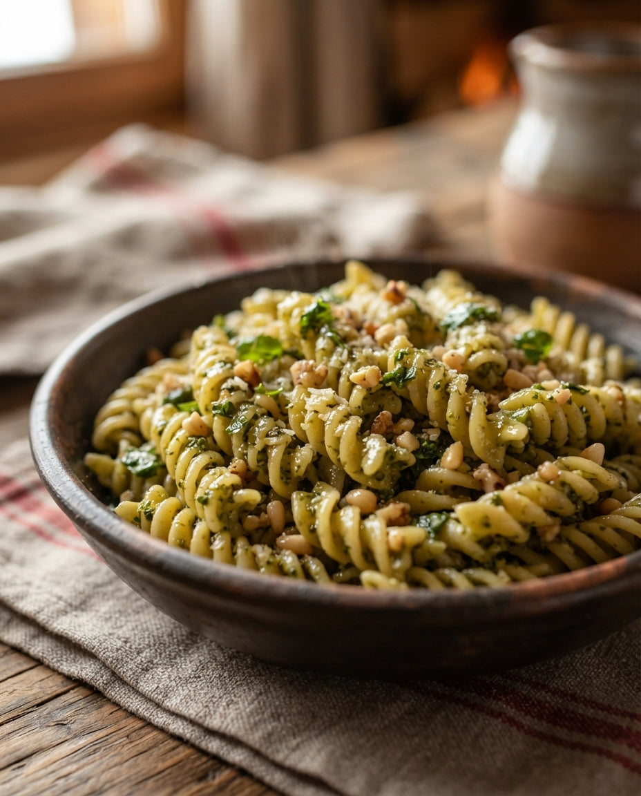 Rüebli-Kräuter-Pesto mit kaltgepresstem Rapsöl – Detailaufnahme