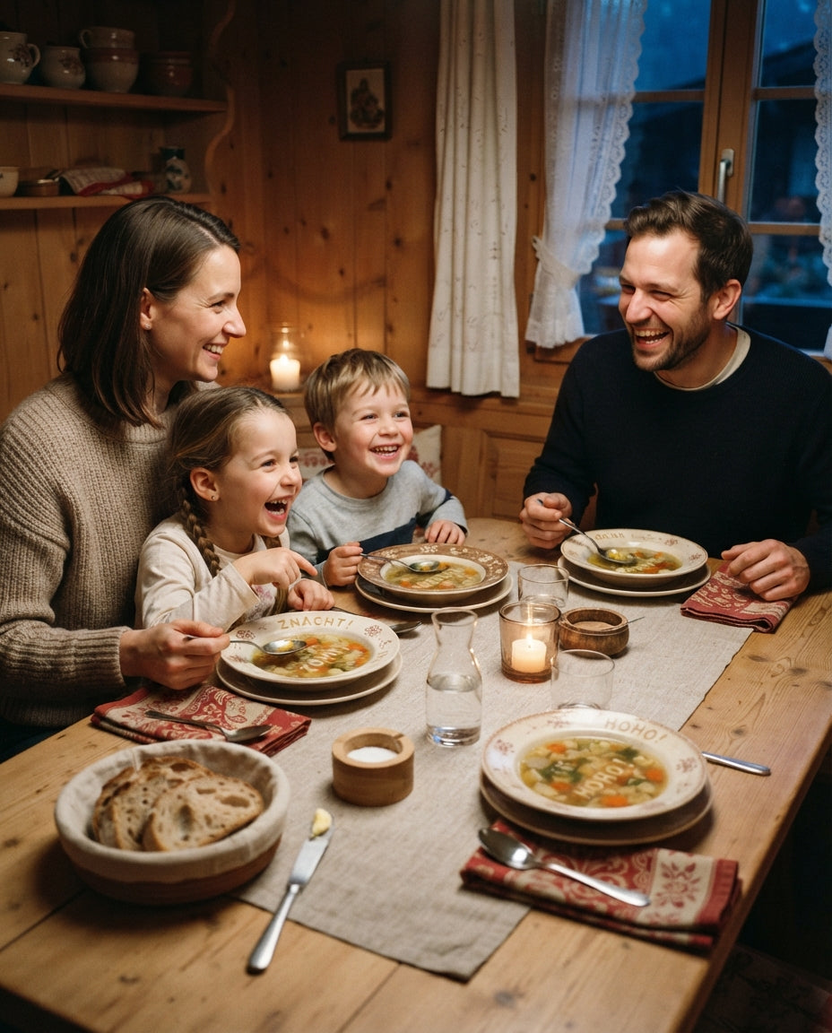 Buchstabensuppe zum Namen-Löffeln – gemeinsam am Tisch