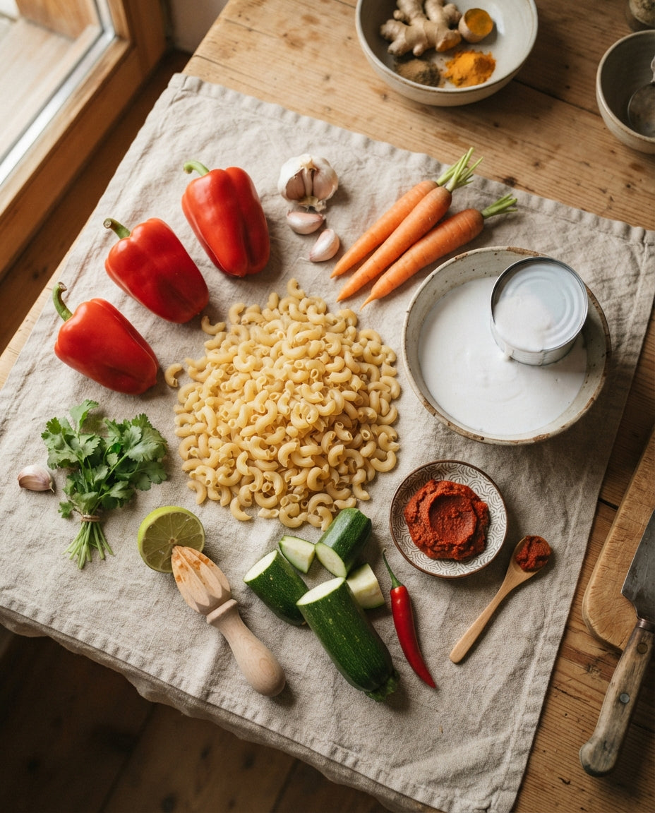 Curry-Kokos-Hörnchen mit buntem Gemüse – Zutaten