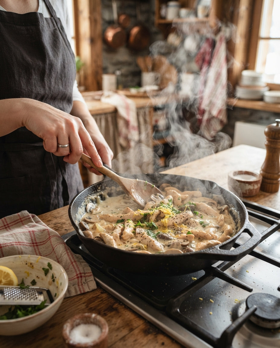 Spätzli mit Zitronen-Poulet-Geschnetzeltem – Zubereitung