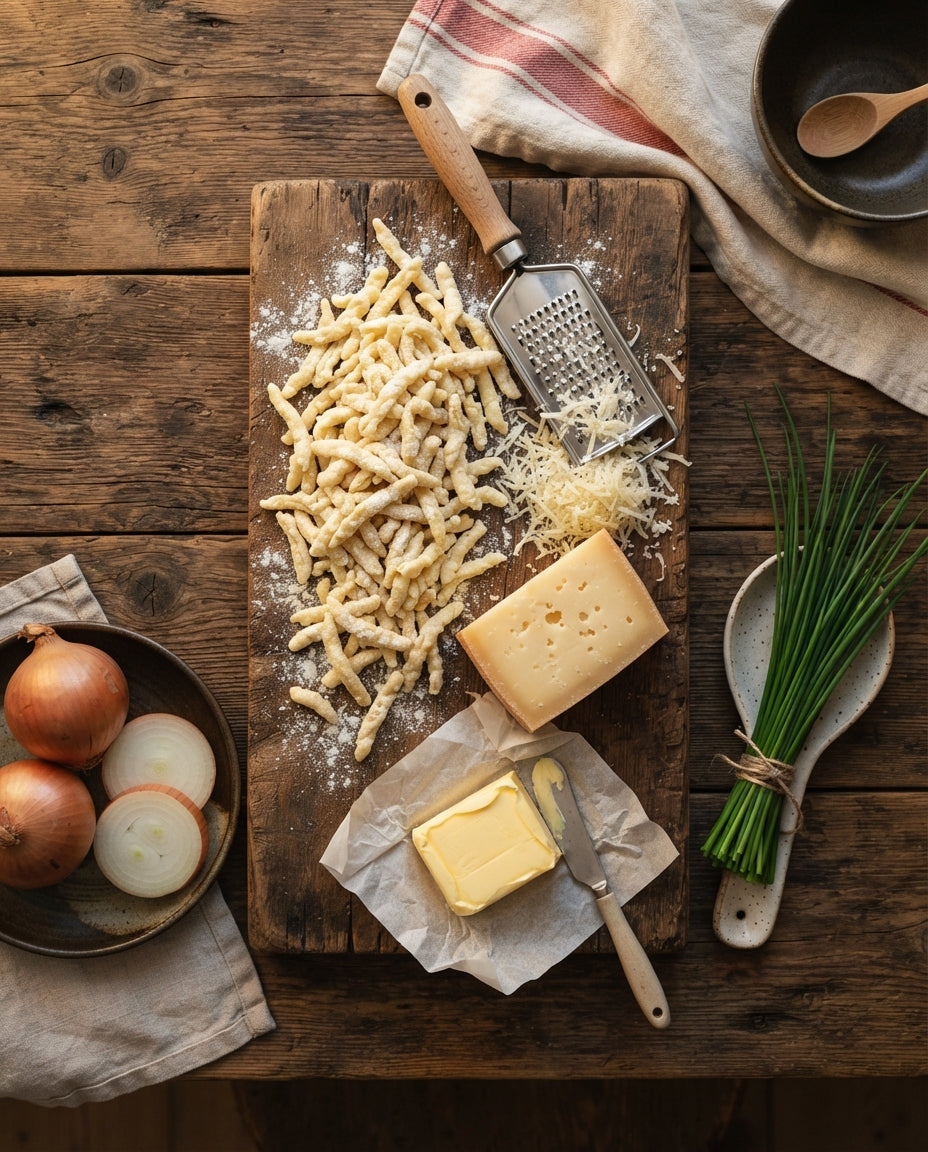 Chäs-Spätzli-Pfanne mit Röstzwiebeln – Zutaten