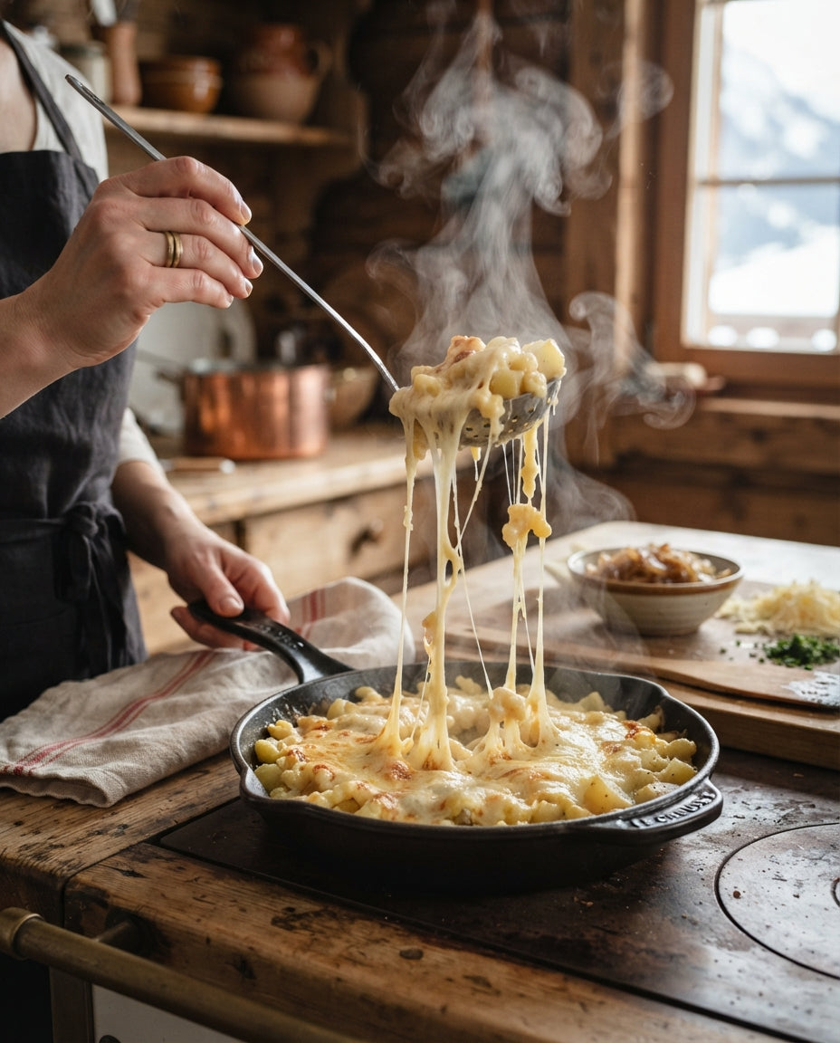 Chäs-Spätzli-Pfanne mit Röstzwiebeln – Zubereitung