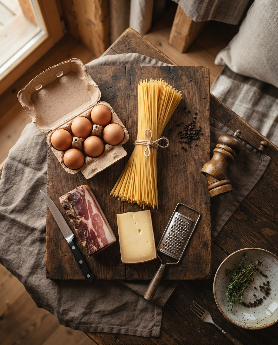 Älpler-Carbonara mit Speck & Bergkäse – Zutaten