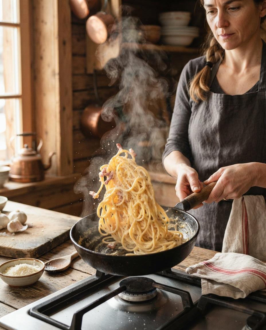 Älpler-Carbonara mit Speck & Bergkäse – Zubereitung