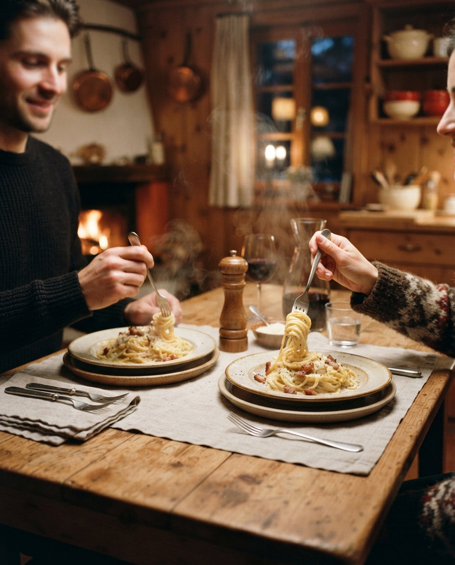 Bio-Spaghetti Carbonara nach Schweizer Art – gemeinsam am Tisch