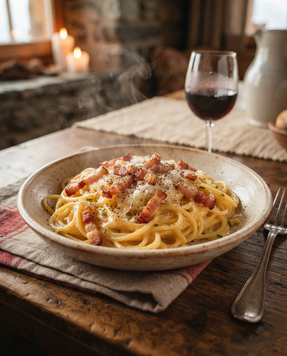 Rezept: Älpler-Carbonara mit Speck & Bergkäse