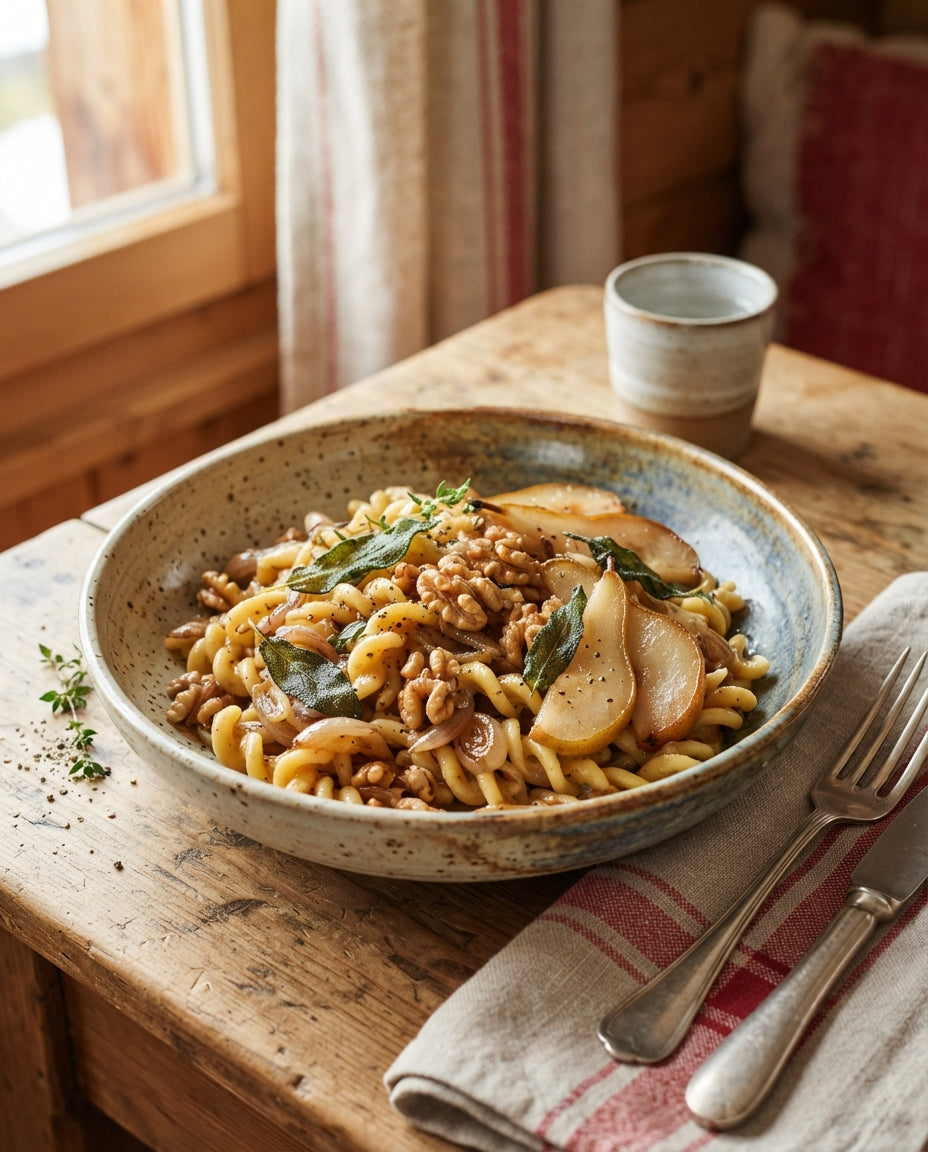 Rezept: UrDinkel-Spiralen mit Baumnuss-Salbei-Butter