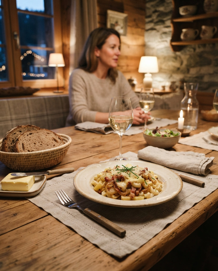 Tagliatelle mit Lauch-Speck-Rahm – gemeinsam am Tisch
