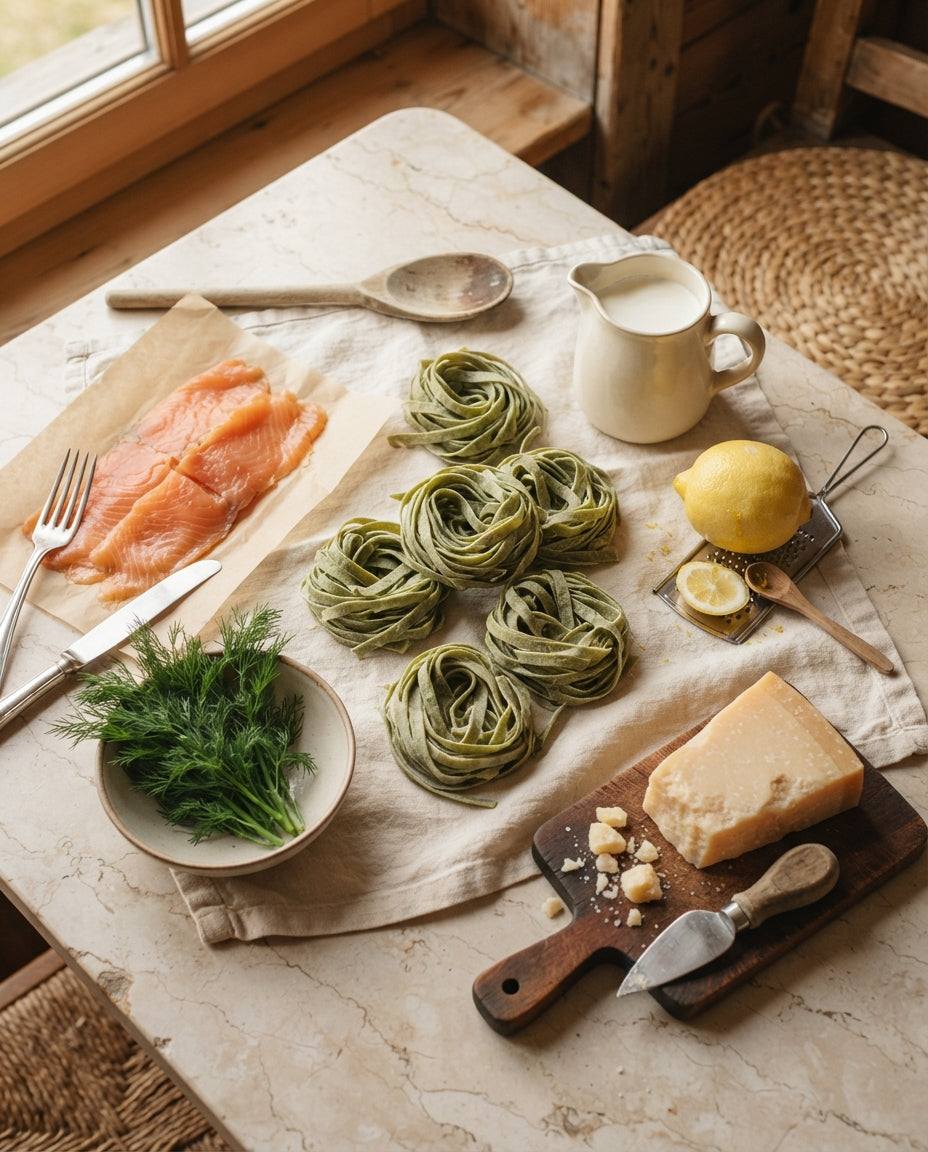 Bärlauch-Tagliatelle mit Zitronenrahm und Lachs – Zutaten