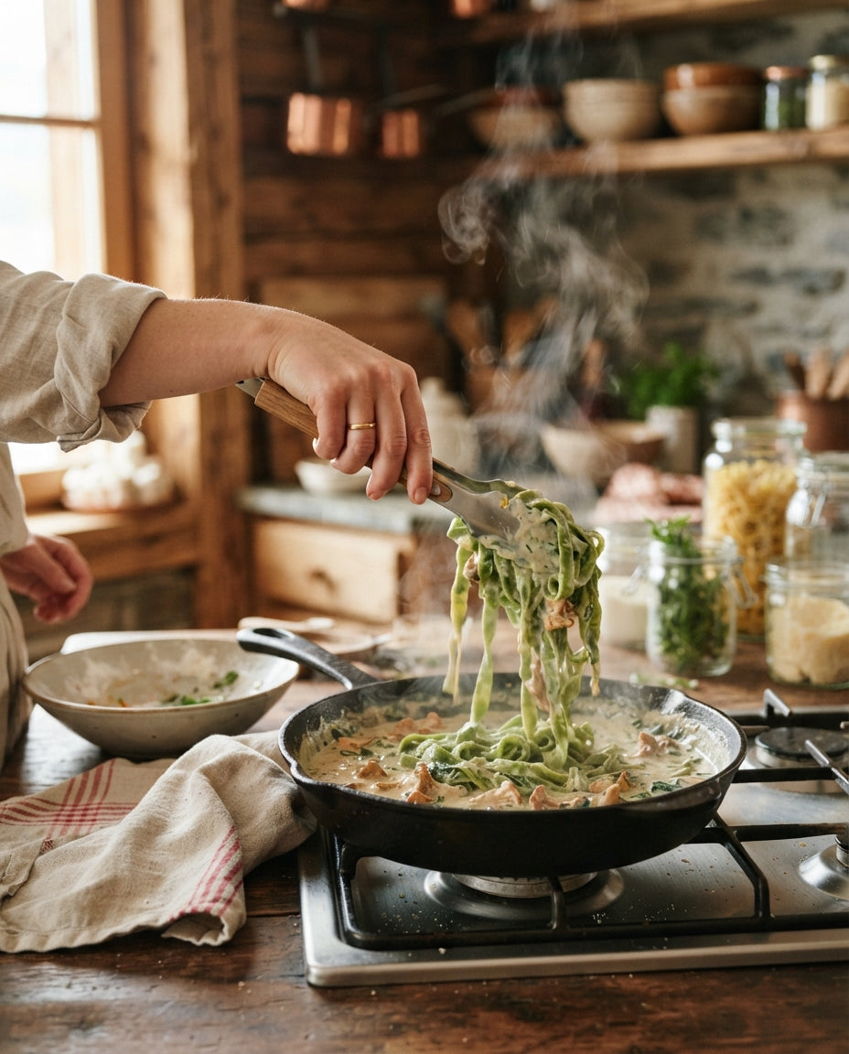 Bärlauch-Tagliatelle mit Zitronenrahm und Lachs – Zubereitung