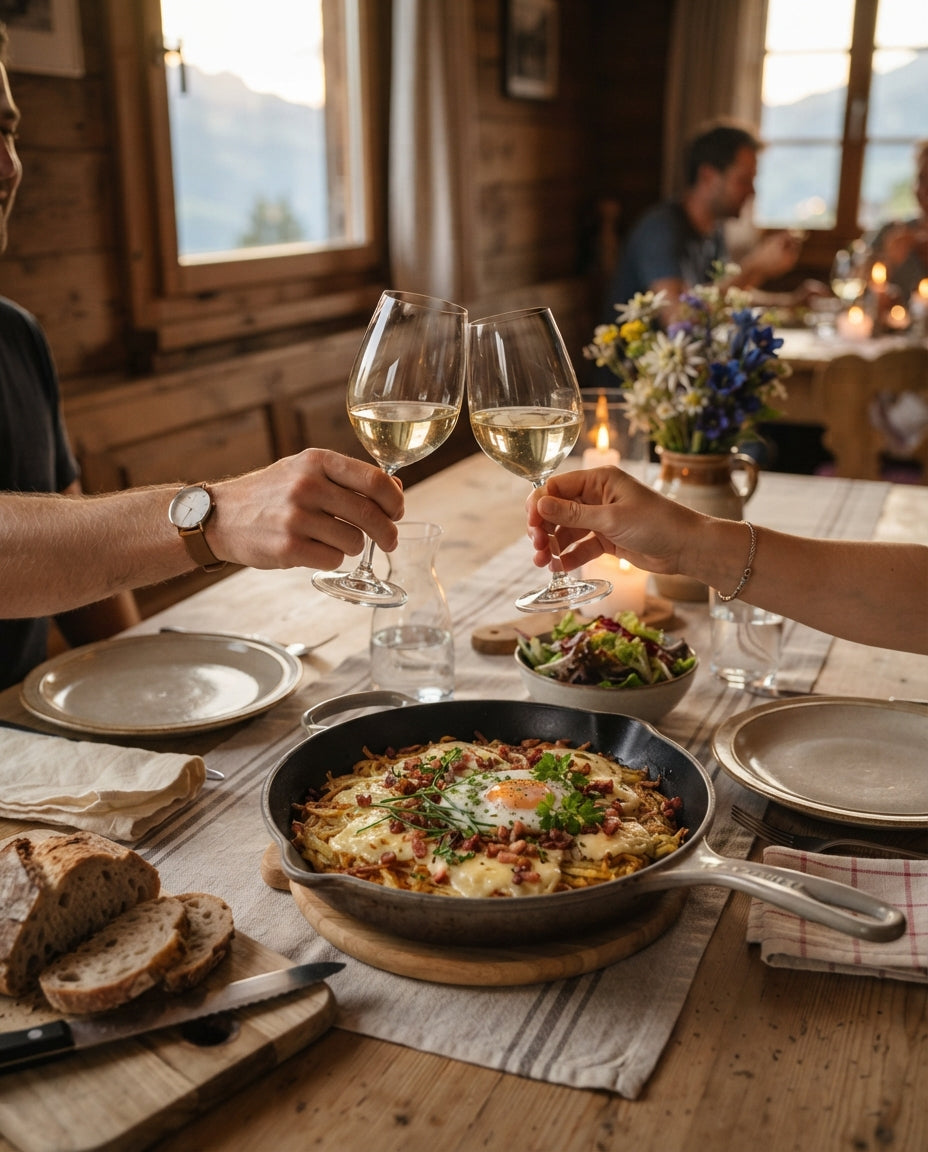 Chili-Tagliatelle mit Knoblauch-Crevetten – gemeinsam am Tisch