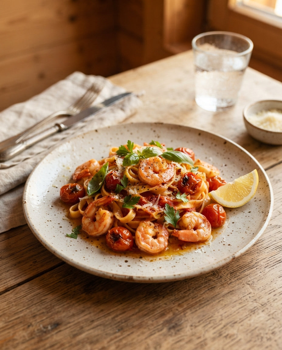 Rezept: Chili-Tagliatelle mit Knoblauch-Crevetten
