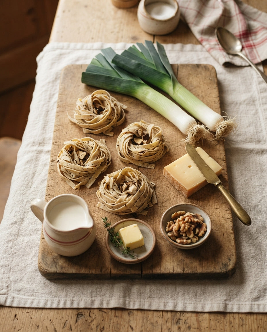 Steinpilz-Tagliatelle mit Lauch-Rahm und Baumnüssen – Zutaten