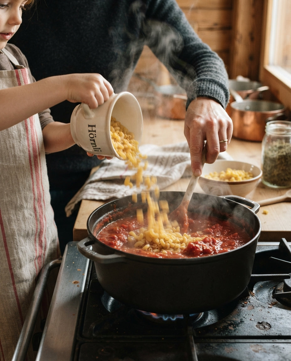 One-Pot UrDinkel-Hörnli Napoli – Zubereitung