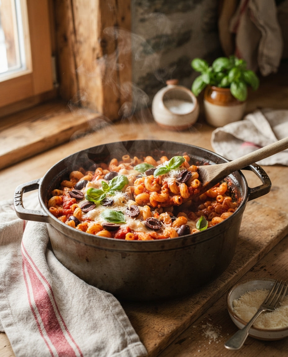Rezept: One-Pot UrDinkel-Hörnli Napoli
