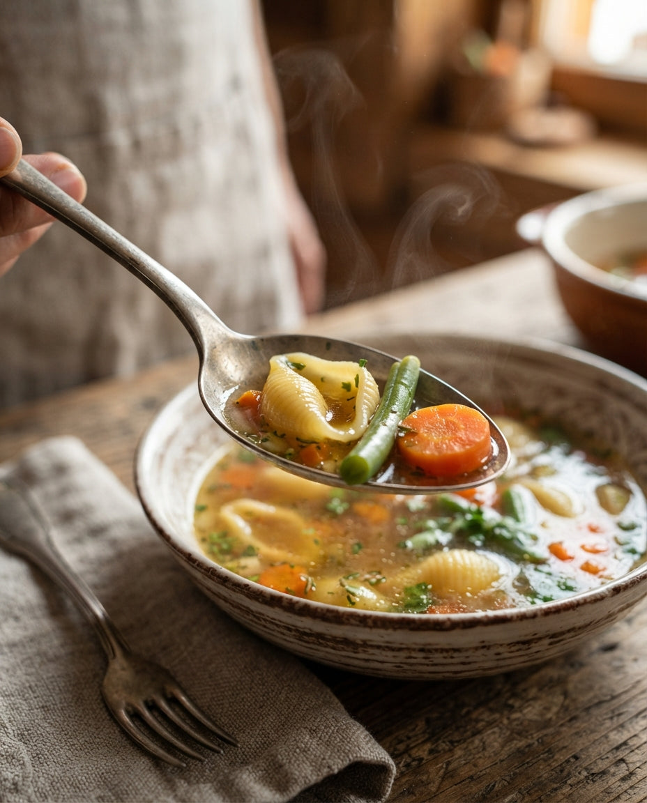 Müscheli-Minestrone – Suppenglück im Topf – Detailaufnahme