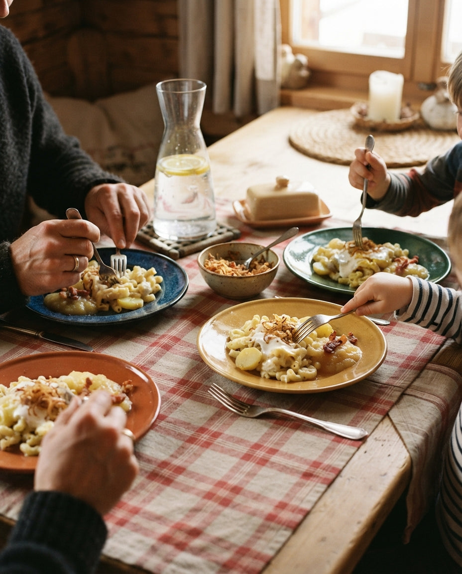 Edelweissli-Blumenwiese mit Erbsli und Schinken – gemeinsam am Tisch
