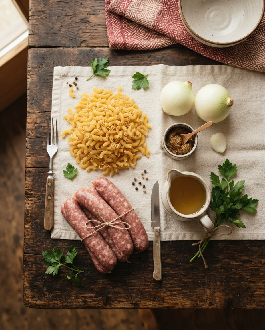 Gletscher-Hüetli mit Bratwurst-Zwiebelsauce – Zutaten