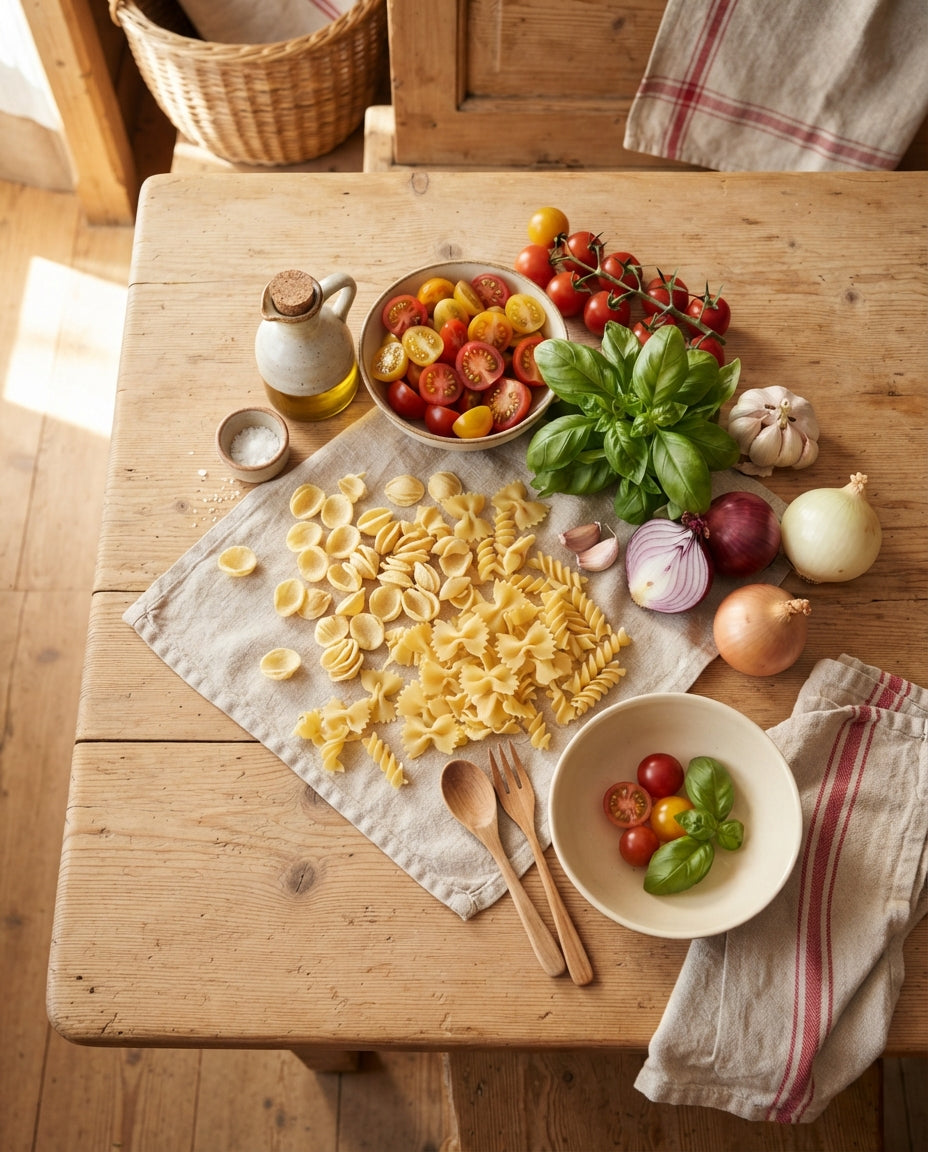 One-Pot-Pasta mit Cherrytomaten und Basilikum – Zutaten
