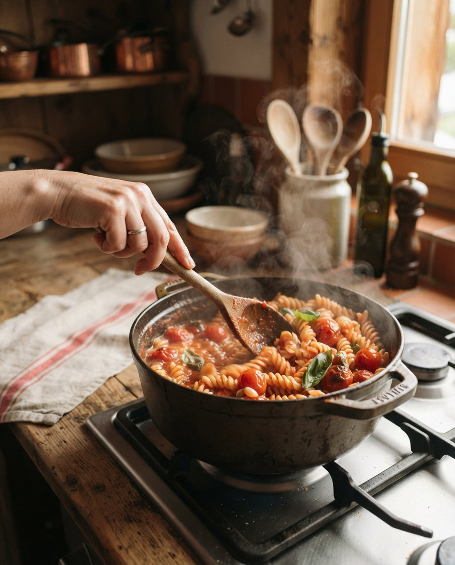 One-Pot-Pasta mit Cherrytomaten und Basilikum – Zubereitung